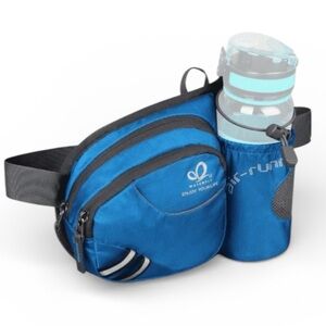 Waterfly Utility Max Belt Bag Hiking Fanny Pack with Water Bottle Holder in Blue